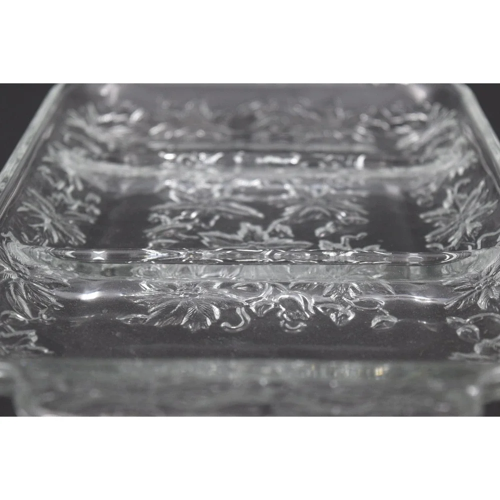 Vintage Relish Dish Unisex OS Clear Excellent Poinsettia Divided Glass Tray